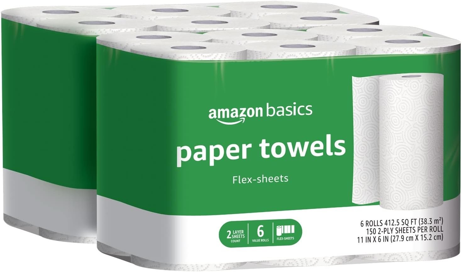 <a href="https://amzn.to/4oNo9sf">Amazon Basics 2-Ply Flex-Sheets Paper Towels, 12 Basics Rolls </a>
