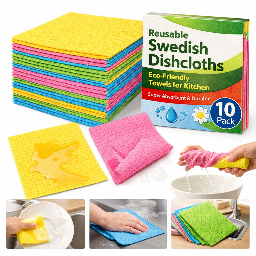 Eco-friendly Swedish dishcloth for kitchen cleaning, reusable and biodegradable