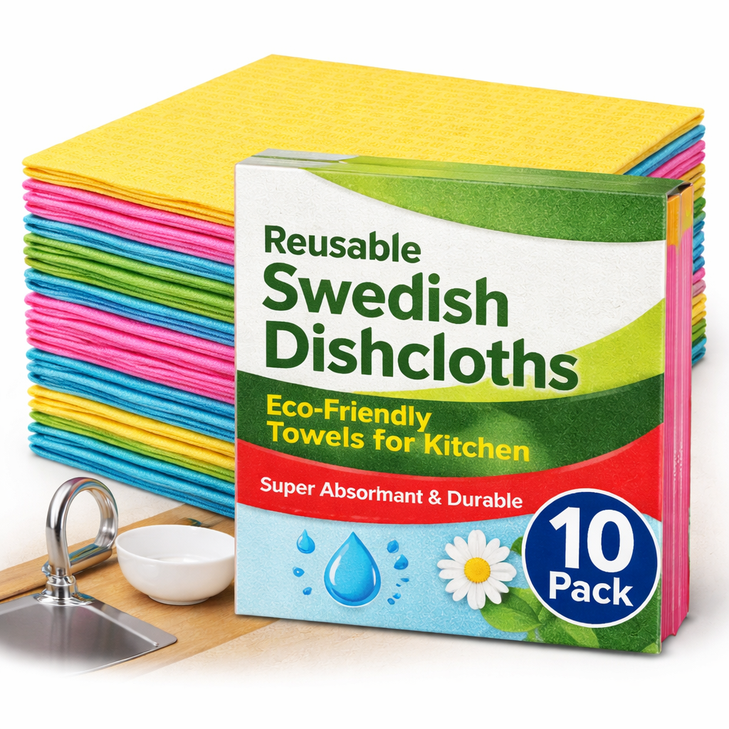 Colorful reusable Swedish dishcloths 10 pack eco friendly super absorbent kitchen cleaning towels